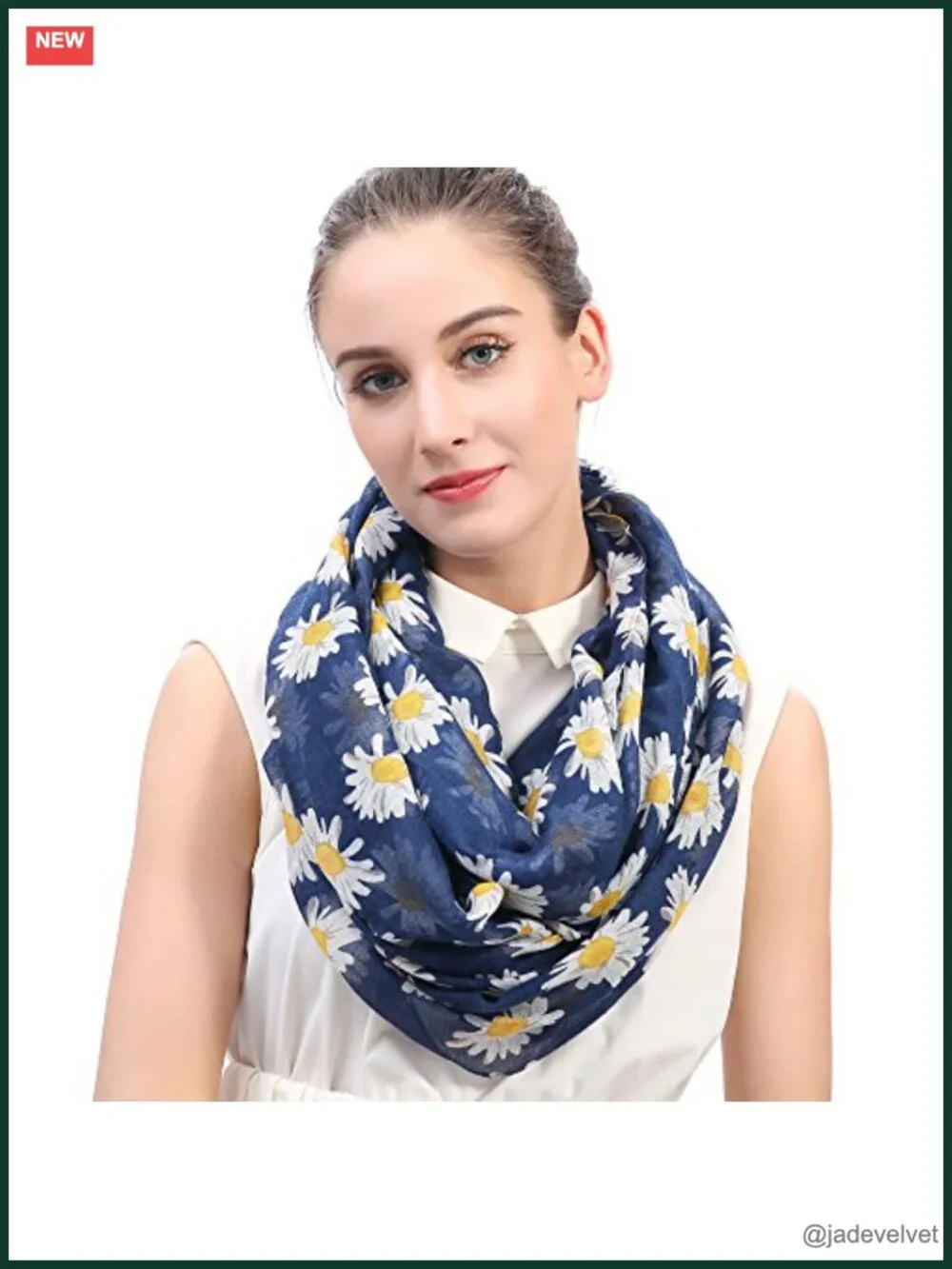 Lightweight Daisy Floral Print Infinity Scarf Fashion Wrap